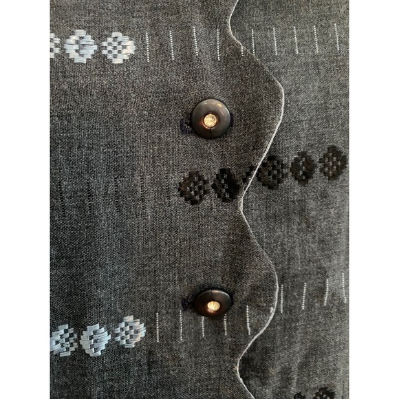 Vintage 50's dress Blue scalloped Midi blue retro rockabilly bohemian L - Picture 4 of 11